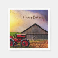 Joyeux tracteur d'anniversaire et grange