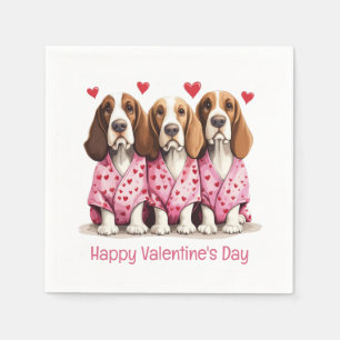 Serviette En Papier Joyeux Valentines Day Basset Hound Dogs
