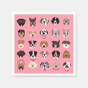 Serviette En Papier Joyeux Valentines Jour Motif visage chien