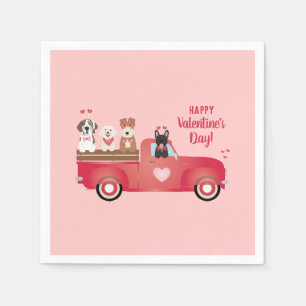 Serviette En Papier Joyeux Valentines Jour Pickup Camion Aimer Chiens