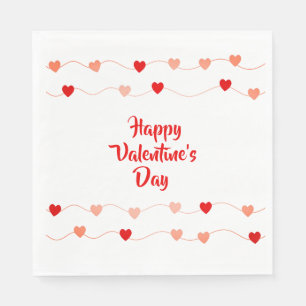 Serviette En Papier Joyeux Valentines Jour Rouge Rose Coeurs de cordes
