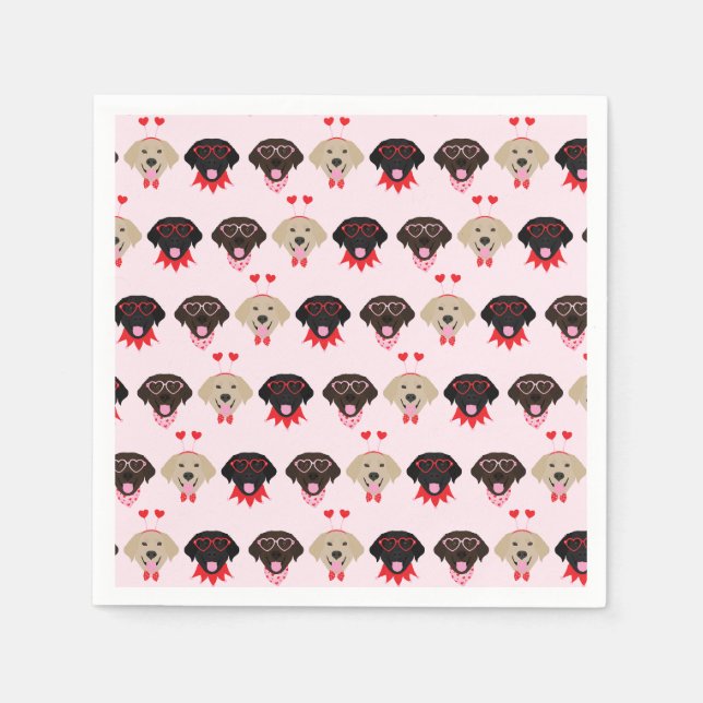 Serviette En Papier Joyeux Valentines Labrador Retriever Dogs (Devant)