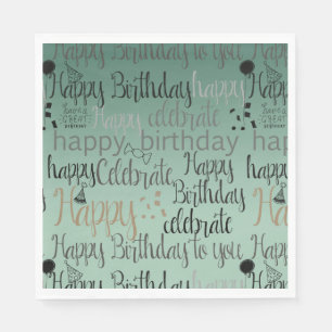 Serviette En Papier Joyeux vert d'anniversaire