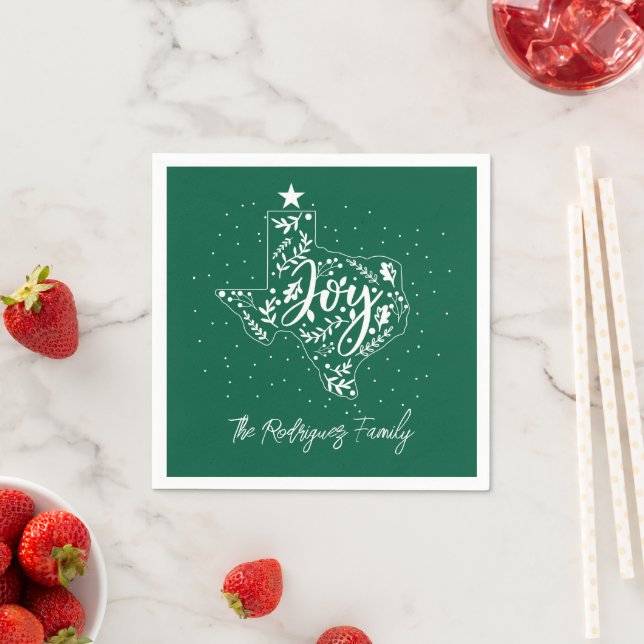 Serviette En Papier Joyeux Vert foncé Feuilles de vacances Texas Forme (En situation)