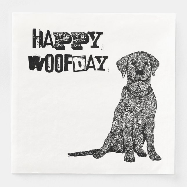 Serviette En Papier Joyeux Woofday (Devant)