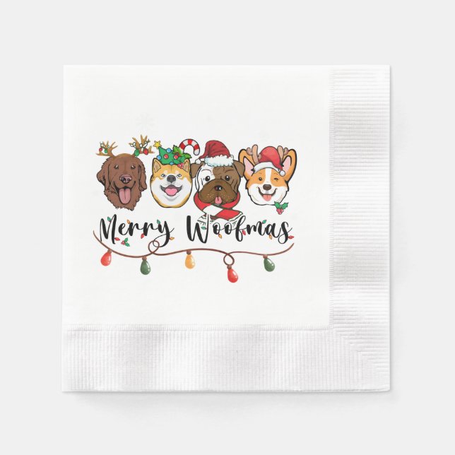 Serviette En Papier Joyeux Woofmas Typographie Papier Napkin (Devant)