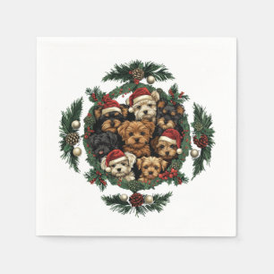 Serviette En Papier Joyeux Yorkshire Terrier Chiens de Noël