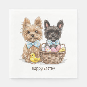 Serviette En Papier Joyeux Yorkshire Terrier Chiens de Pâques