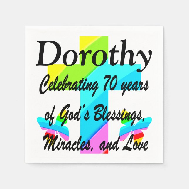 SERVIETTE EN PAPIER JOYOUS PERSONNALISÉ 70E ANNIVERSAIRE NAPKINS (Devant)