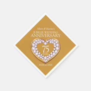 Serviette En Papier Jubilé 75e anniversaire mariage coeur nom personna