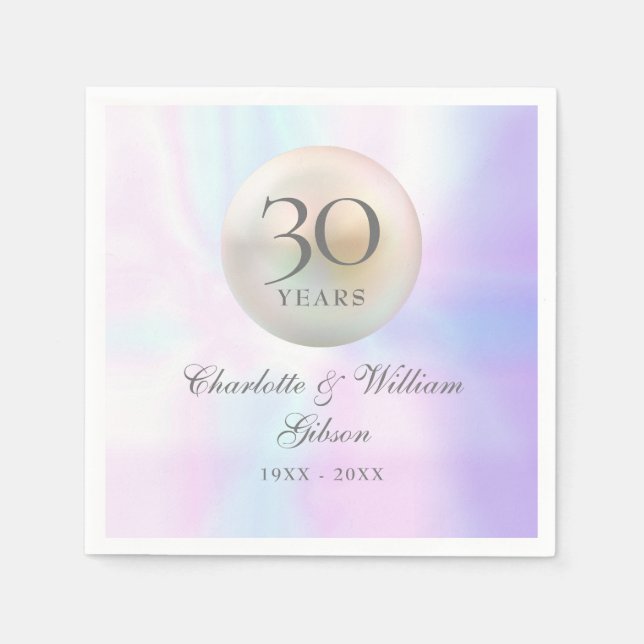 Serviette En Papier Jubilé de perle de 30 ans de mariage (Devant)