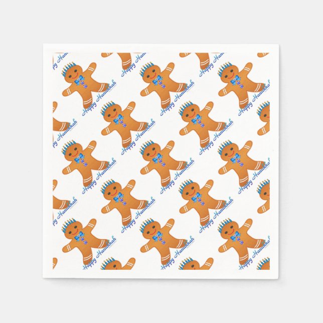 Serviette En Papier Judaïque Hanoukka Gingerbread Homme Menorah (Devant)