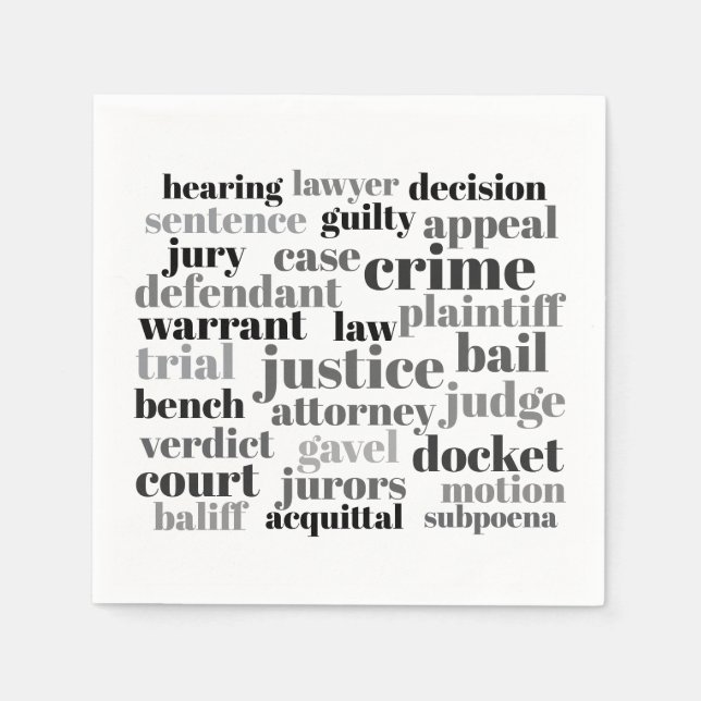 Serviette En Papier Judicial Legal Terns Word Cloud Design (Devant)
