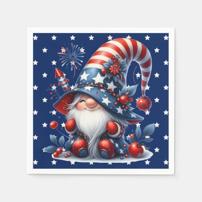 Serviette En Papier Juillet Fête Gnome (Devant)