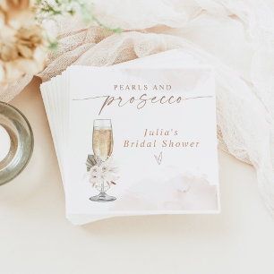 Serviette En Papier JULIA Boho Floral Pearls & Prosecco Fête des marié