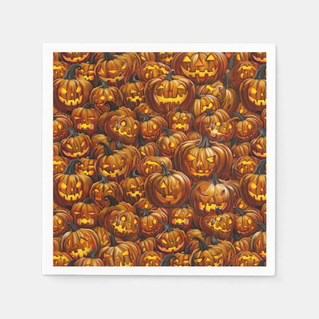 Serviette En Papier Jumble de Jack-o-Lanterns (Devant)