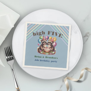 Serviette En Papier jumeaux anniversaire high five mapache
