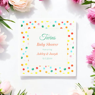 Serviette En Papier Jumeaux Baby shower coloré points Motif