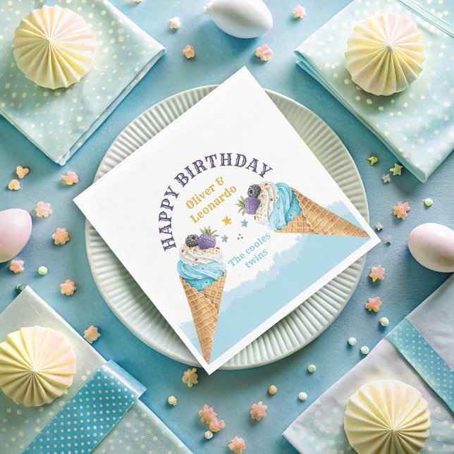 Serviette En Papier Jumeaux cool Glace Cream Boys Anniversaire (Créateur téléchargé)