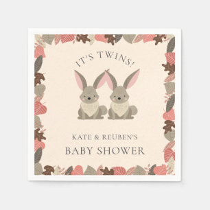 Serviette En Papier Jumeaux de lapin rustique Baby shower Bois Animaux
