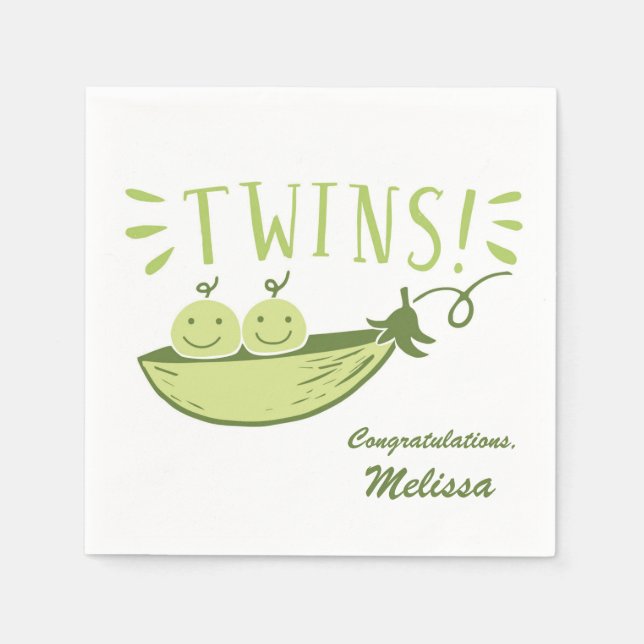 Serviette En Papier Jumeaux de pois dans un Baby shower de pois Napkin (Devant)
