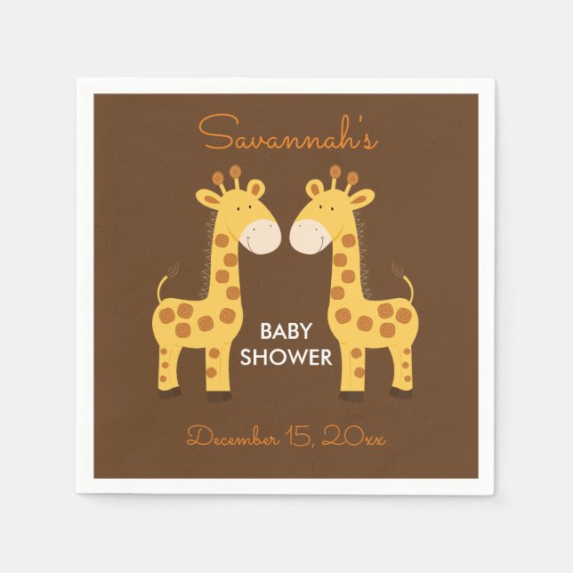 Serviette En Papier Jumeaux Giraffes Baby shower Napkin (Devant)