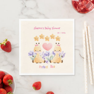 Serviette En Papier Jumelles Baby Shower   Baby Shower de girafe migno