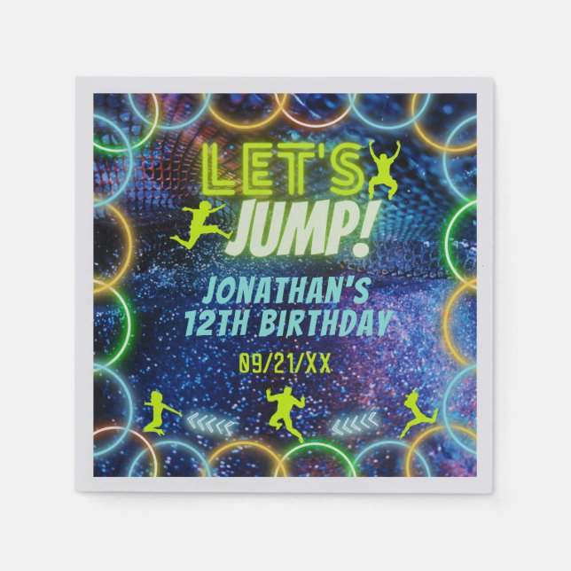 Serviette En Papier Jump Bounce Trampoline Party Neon Green Glow (Devant)