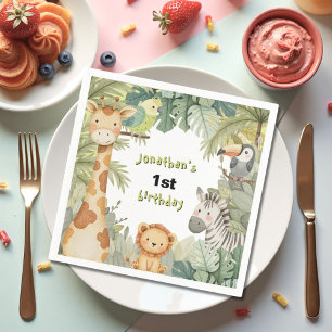 Serviette En Papier Jungle Animaux 1er anniversaire