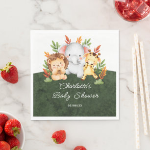 Serviette En Papier Jungle Animaux Baby shower papier serviettes