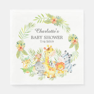 Serviette En Papier Jungle Animaux Papier Baby shower neutre serviette