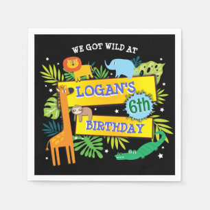 Serviette En Papier JUNGLE ANIMAUX SAFARI ZOO Livre d'anniversaire