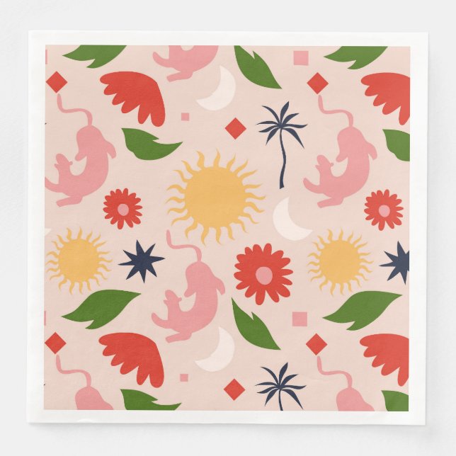 Serviette En Papier Jungle céleste (Devant)