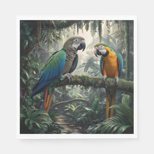 Serviette En Papier jungle de perroquets (Devant)