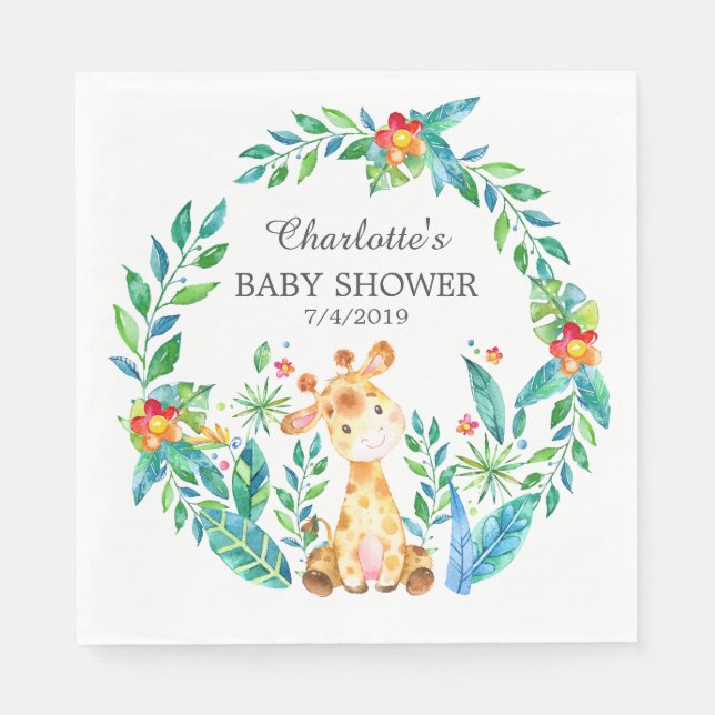 Serviette En Papier Jungle Giraffe Baby shower papier serviettes (Devant)