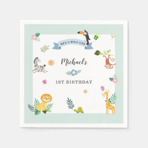 Serviette En Papier Jungle Safari animal 1er anniversaire Wild One