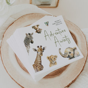 Serviette En Papier Jungle Safari Animaux Aventure Attend Baby shower