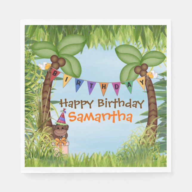 Serviette En Papier Jungle Safari Anniversaire Papier Napkin (Devant)