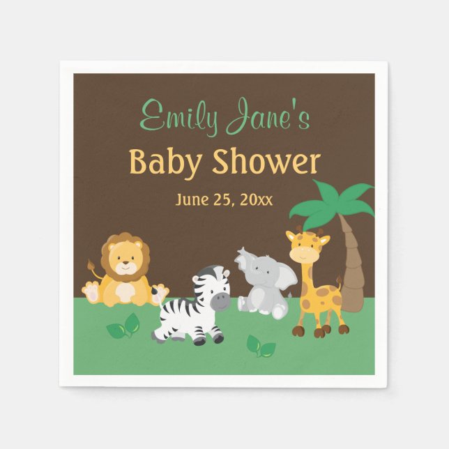 Serviette En Papier Jungle Safari Baby shower garçon serviettes (Devant)