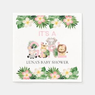 Serviette En Papier Jungle Safari C'est un Baby shower de fille