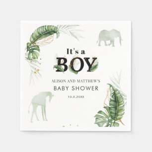 Serviette En Papier Jungle Safari Éléphant Garçon Baby Shower