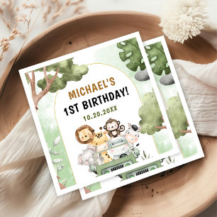 Serviette En Papier Jungle Safari Party Animaux 1er anniversaire