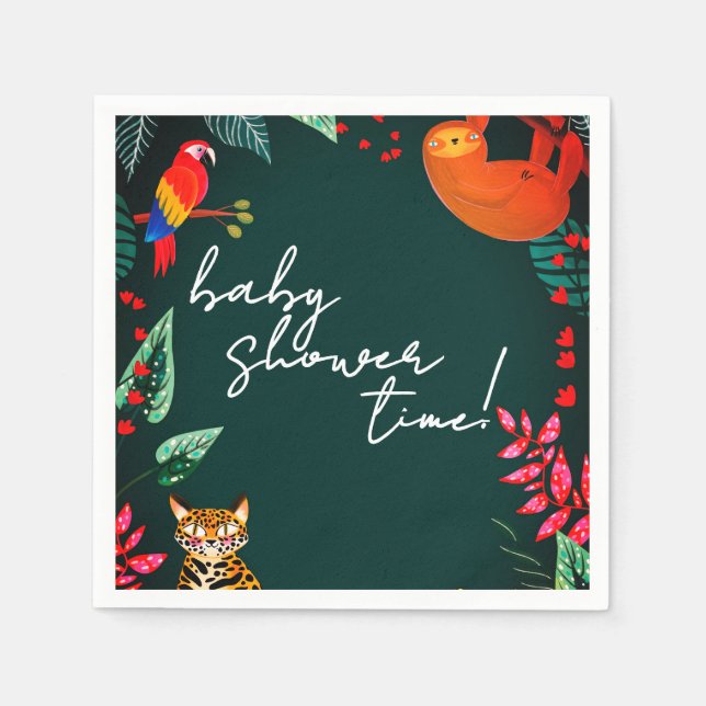 Serviette En Papier Jungle Wildlife Baby Shower (Devant)