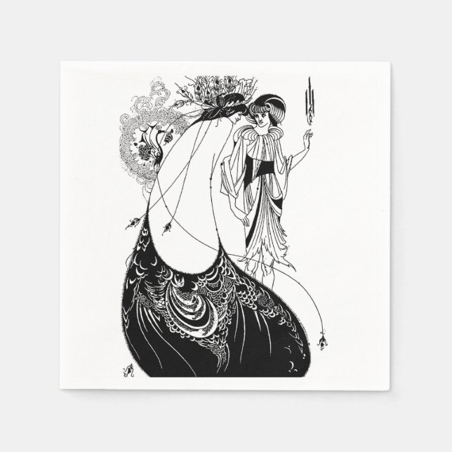 Serviette En Papier Jupe Peacock Beardsley Art Nouveau (Devant)