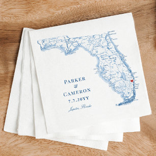 Serviette En Papier Jupiter Florida Carte Mariage élégant
