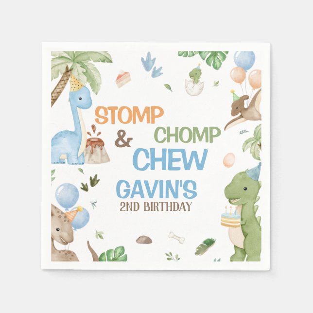 Serviette En Papier Jurassic Cute Dinosaur Birthday Party Paper Napkin (Devant)