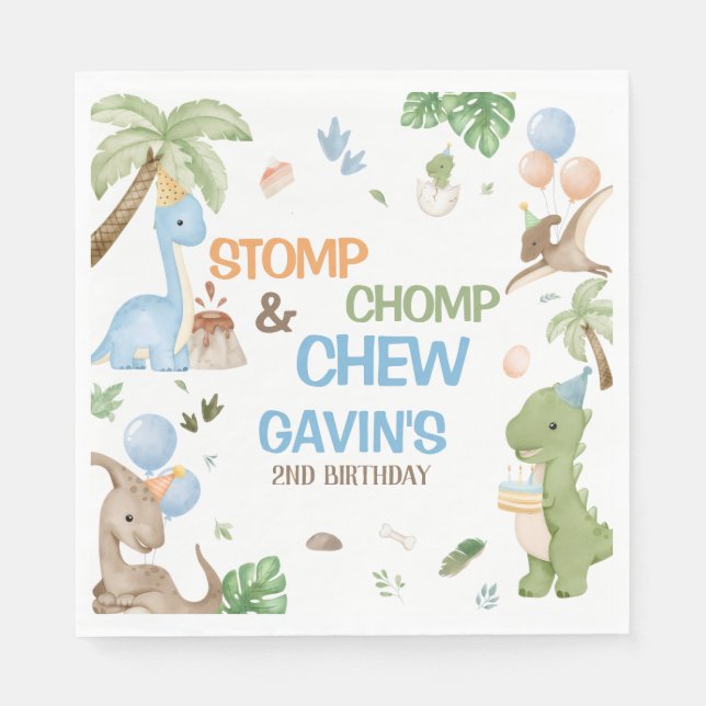 Serviette En Papier Jurassic Cute Dinosaur Birthday Party Paper Napkin (Devant)