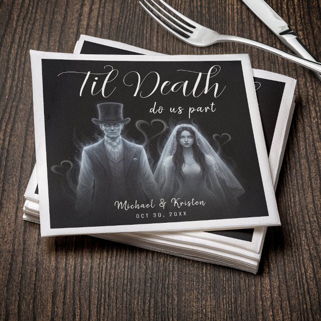 Serviette En Papier Jusqu'à ce que la mort nous fait partie fantôme Ma (Til Death Do Us Part Ghost Gothic Wedding Napkins
)