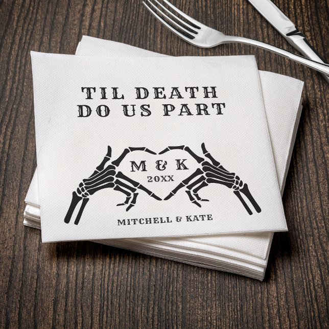 Serviette En Papier Jusqu'à ce que la mort nous sépare Squelette Maria (Til Death Do Us Part Heart Hand Black Wedding Napkins
)