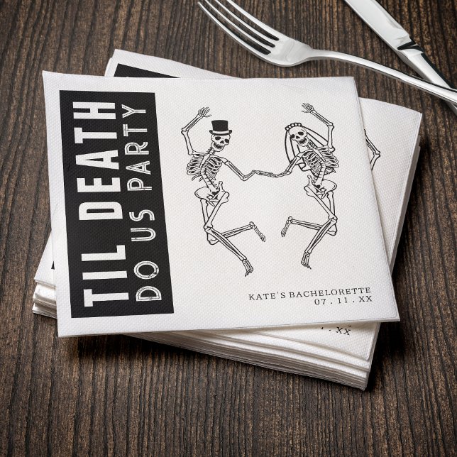 Serviette En Papier Jusqu'à la mort Fêtons-nous Skeleton Couple Bachel (Til Death Do Us Party Skeleton Couple Bachelorette Napkins
)